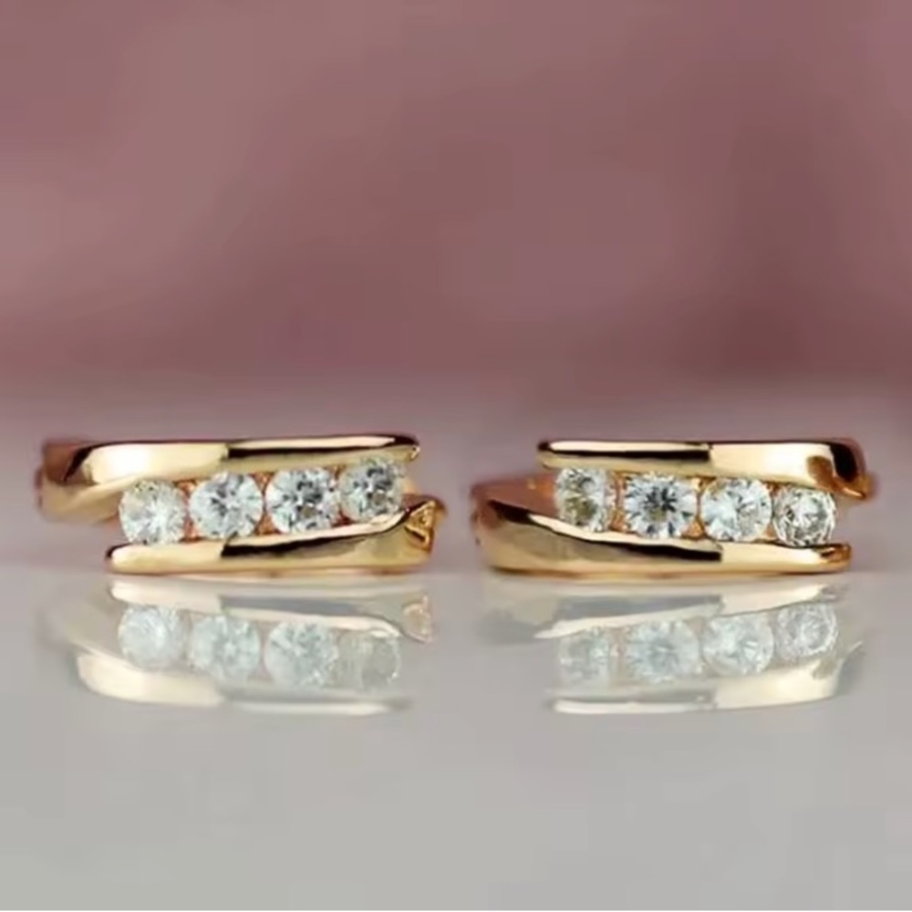Gold Color Hoop Earrings. - Picture 2 of 5